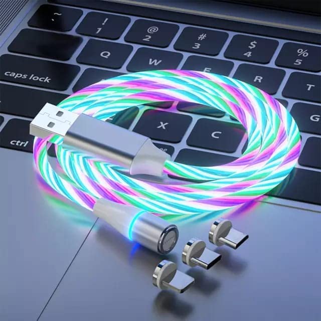Fast 3 in 1 Multiple Pin With LED Light Magnetic Charging Charging Pad - Assorted colour