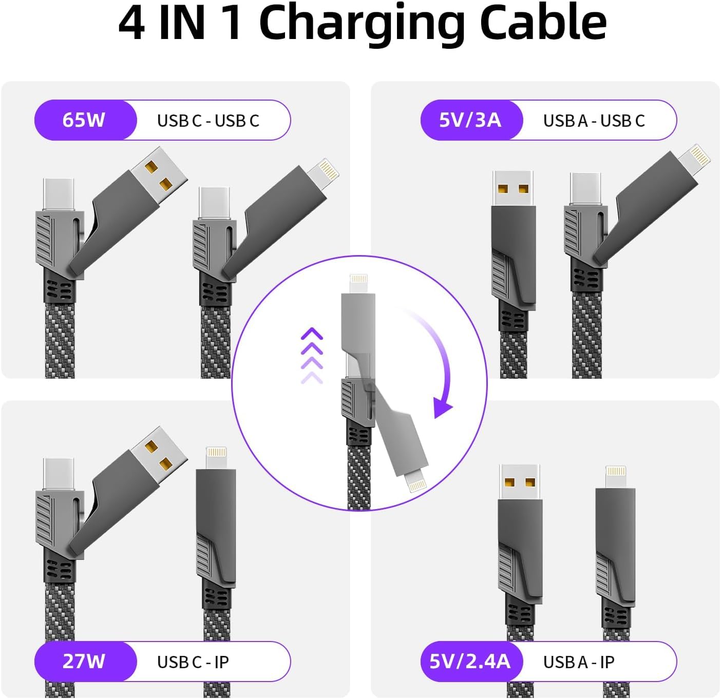 MFi Certified 65W PD Fast Charging Cable: Power Up Your Devices, Lightning Fast!