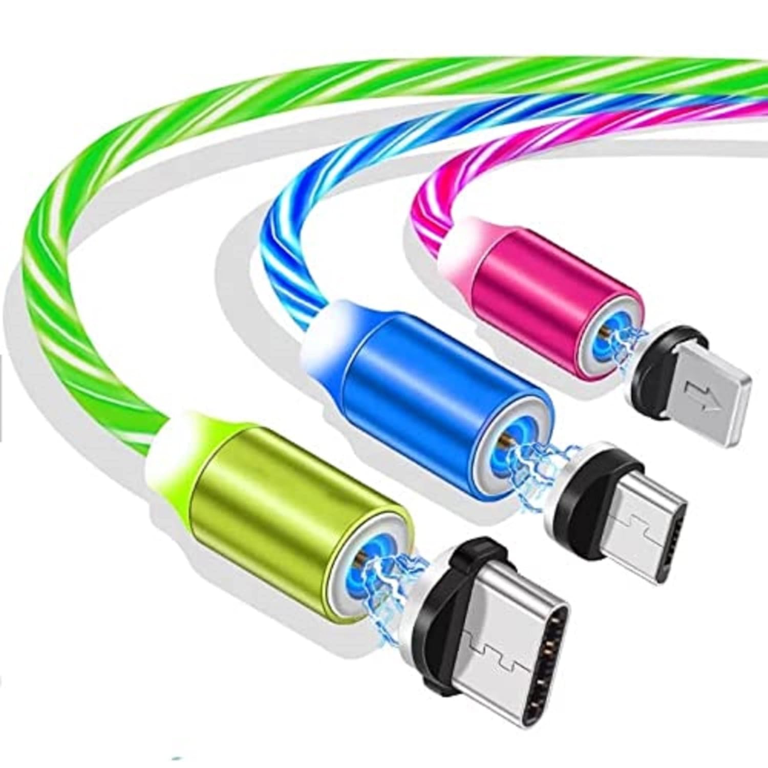 Fast 3 in 1 Multiple Pin With LED Light Magnetic Charging Charging Pad - Assorted colour