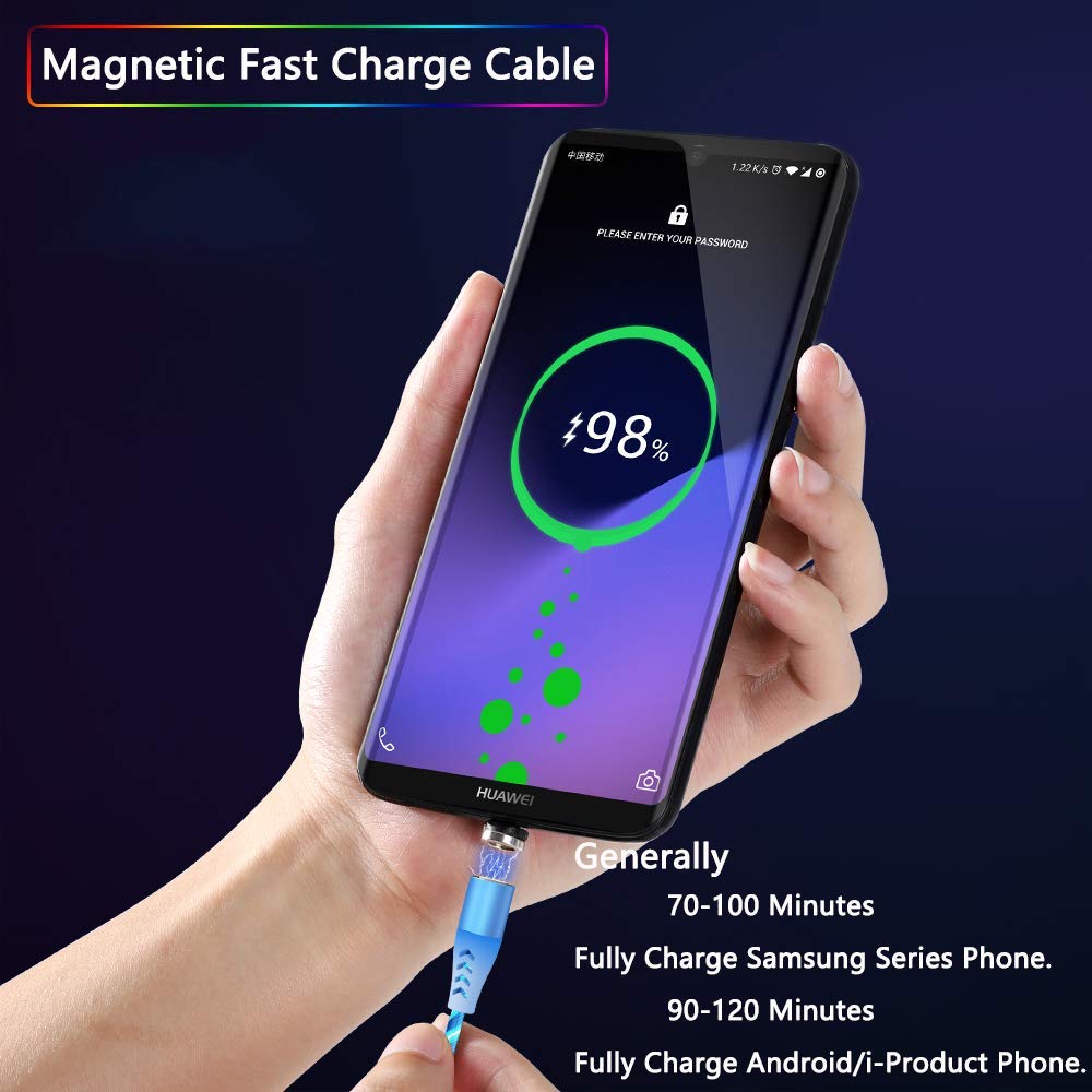 Fast 3 in 1 Multiple Pin With LED Light Magnetic Charging Charging Pad - Assorted colour