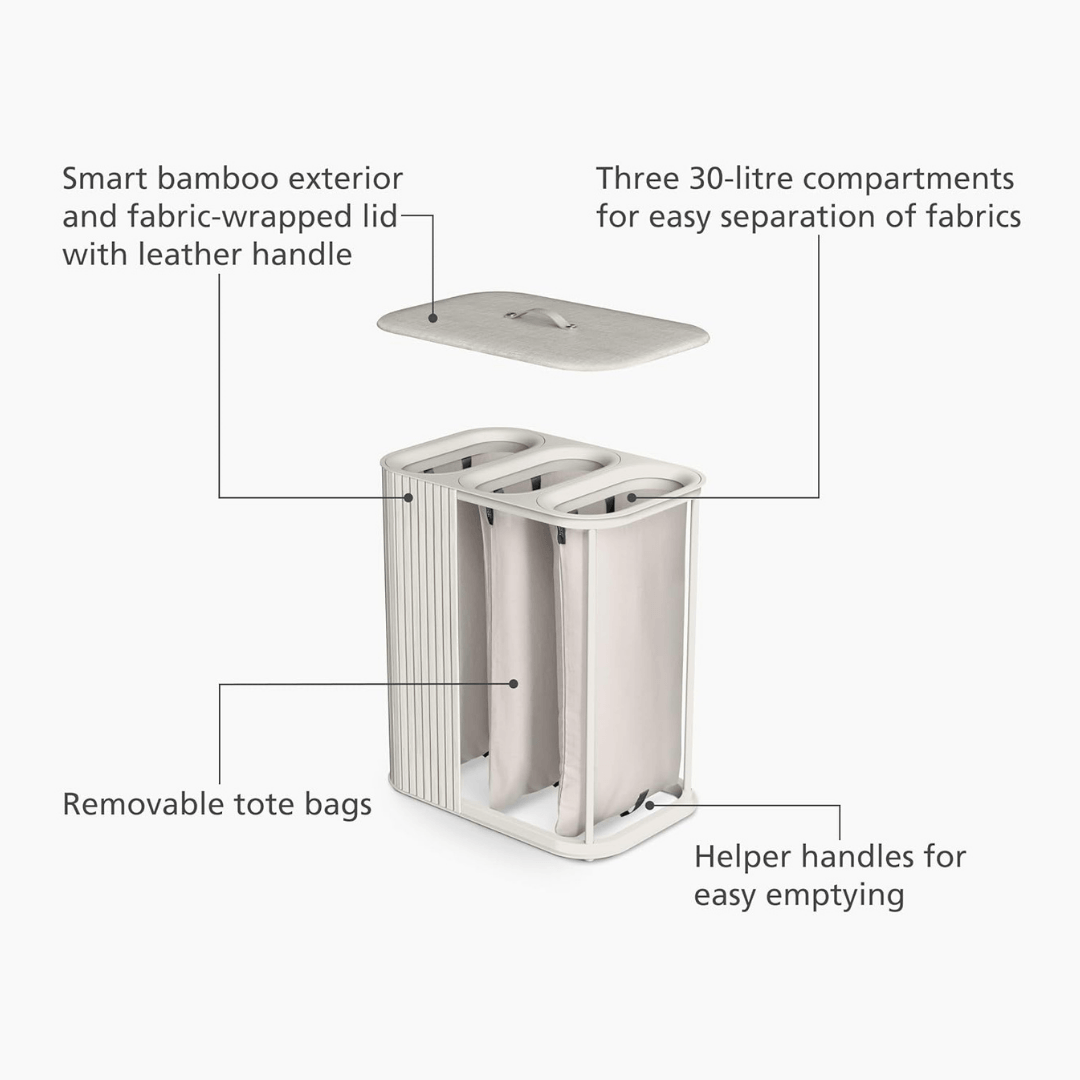 SortLuxe™ 90L Bamboo Laundry Sorter