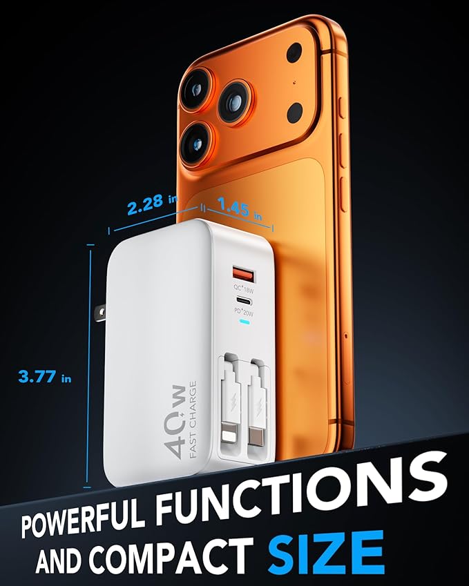 SnapVolt™ 40W Retractable Travel Charger