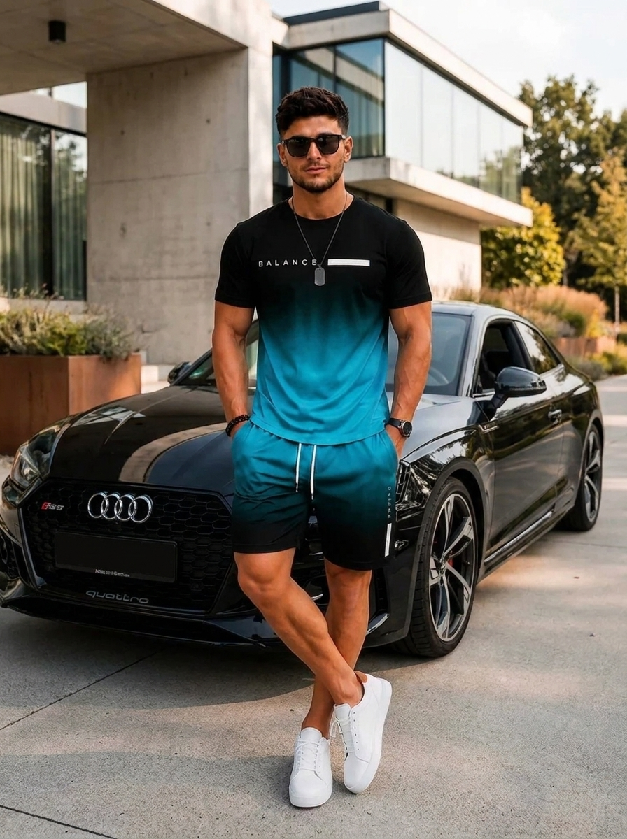 BlackShark™ Men’s Gradient Coord Set - Blue Black