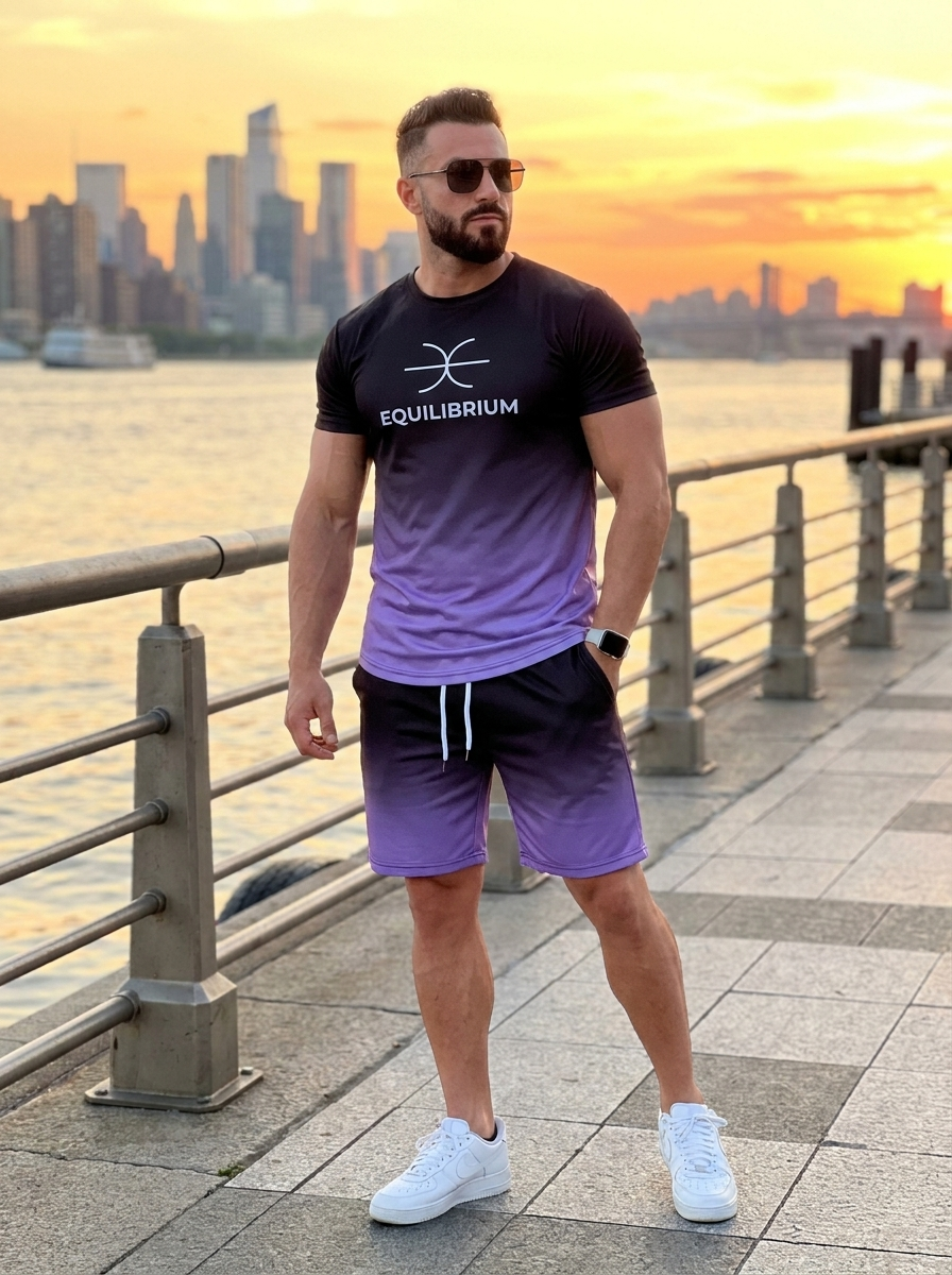 BlackShark™ Men’s Gradient Coord Set - Purple Black