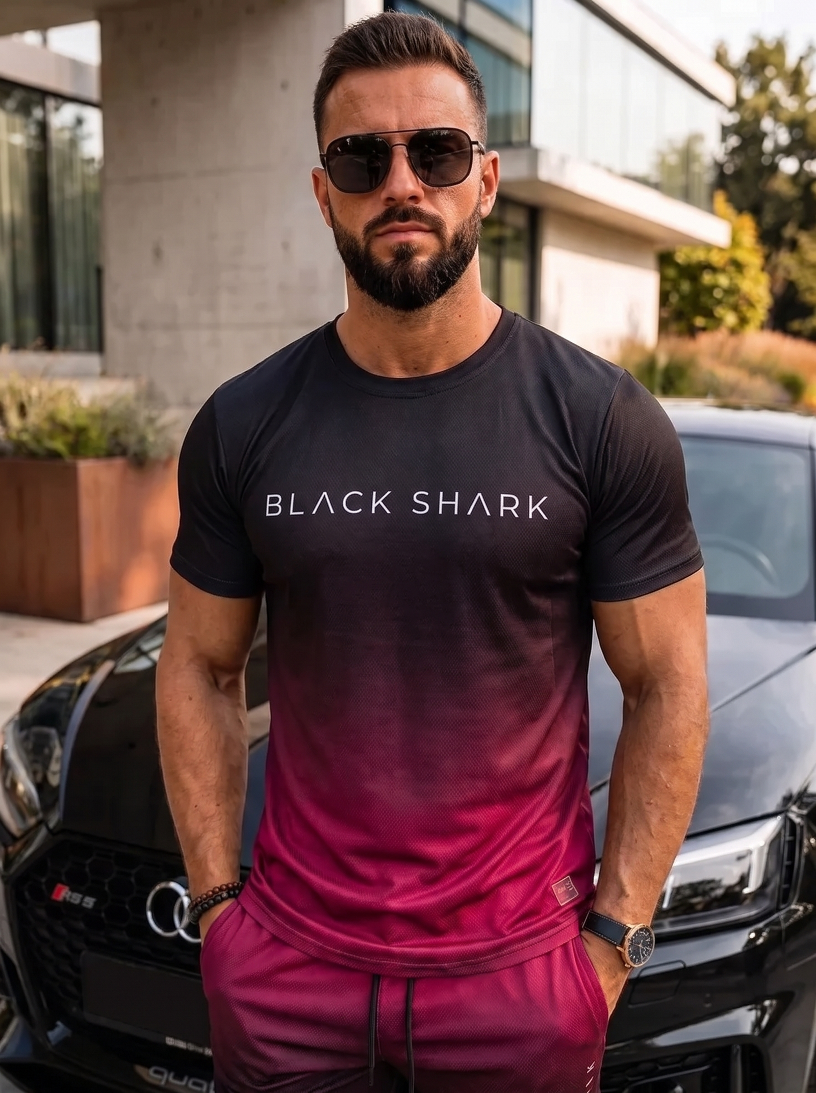 BlackShark™ Men’s Gradient Coord Set - Black Wine